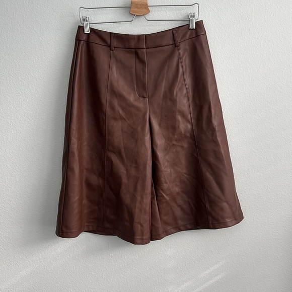 Avec Les Filles x Anthropologie Davina Faux Leather Culottes in Brown - Picture 2 of 5